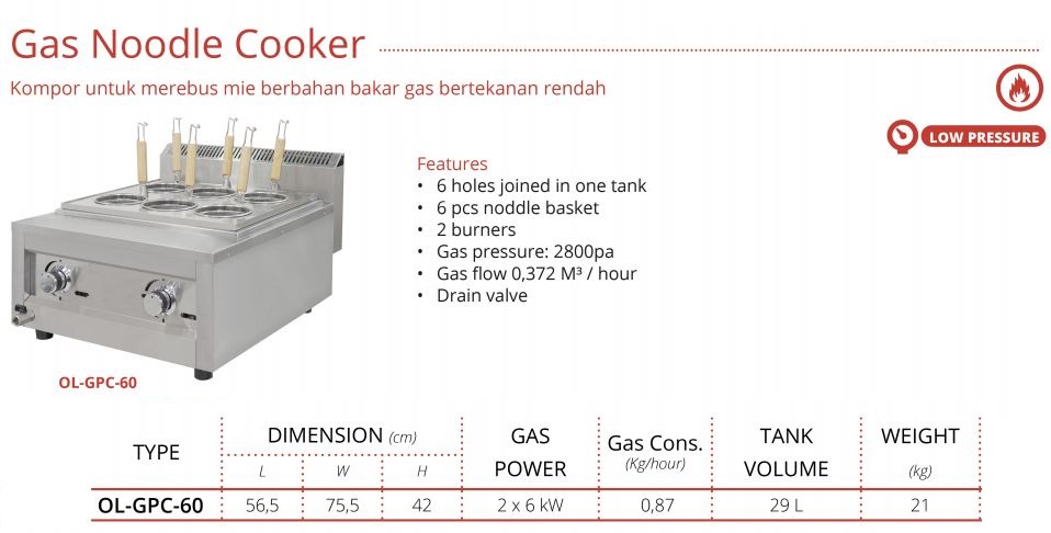 Gas Noodle Cooker GETRA OL-GPC-60